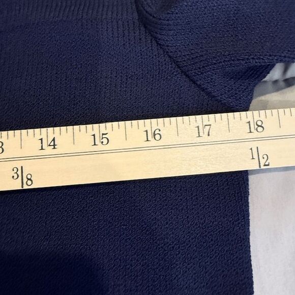 St. John Santana Knit Wool Navy Blue Blazer Jacket Gold Tone Buttons Oversized 2 - Picture 8 of 11